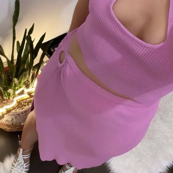NWT Madison the Label Pink Knit Crop Top LARGE - Picture 2 of 10